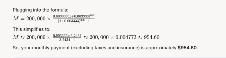 Mortgage Calculator Formula